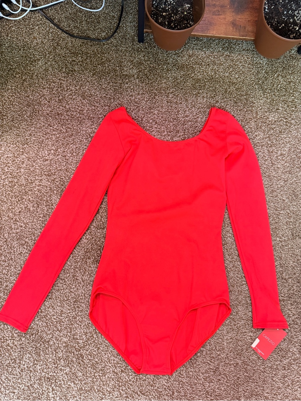 Kids Long-Sleeve Red One-Piece Leotard